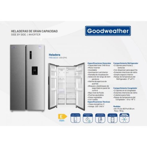 HELADERA GOODWEATHER GW-67MS 548L