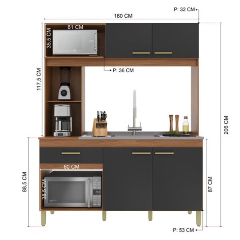 KIT COCINA 4P 160 ENNE 6214.1 IND FRE|PL