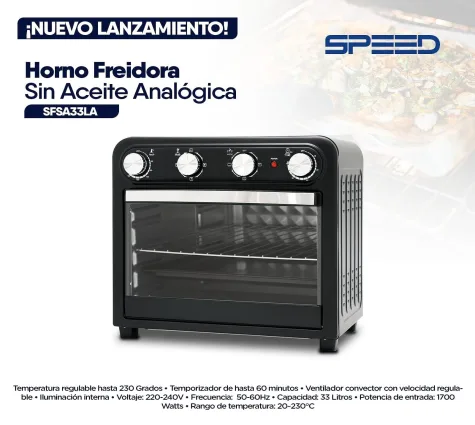 SPEED FREIDORA SIN ACEITE 33L 1700W 220-240V 50/60HZ ANALOGICA