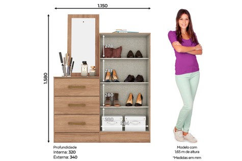 COMODA BRIZ B700 3 CAJONES 2PZ JEQUITIBA