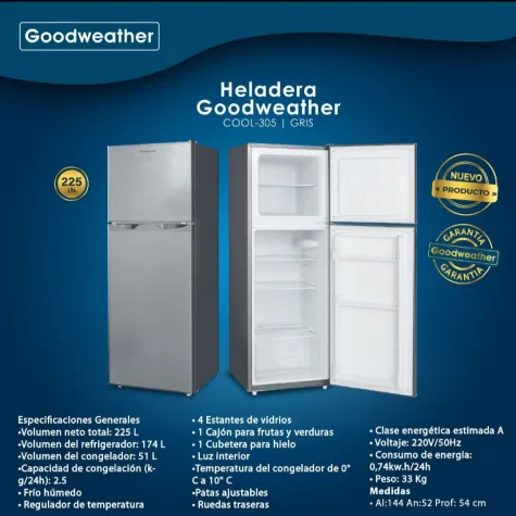 HELADERA GOODWEATHER COOL-305 GRIS