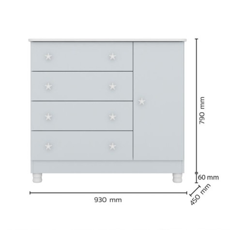 COMODA ZAP 2561 4C C/PIE QMOVI GRIS