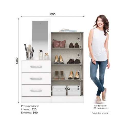 COMODA BRIZ B700 3 CAJONES  2PZ BLANCO