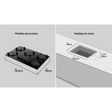 ATLAS COCINA COOKTOP U.TOP GLASS 5H ESMALTADO GLAS