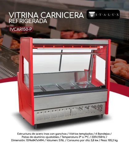 ITALUX VITRINA CARNICERA 1.50CM LUXO V/R S/DEP 3° A 10° RJ
