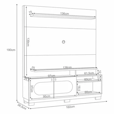 HB HOME THEATER AXIS 1.6 (4481) CASTANHO-OFF WHITE